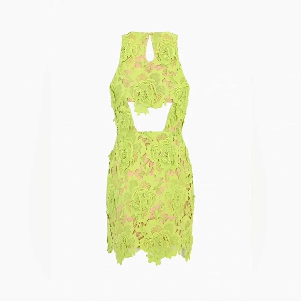 Adelyn Rae Cassie 3D Crochet Dress Lime Green M - Picture 2 of 6
